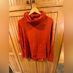 Elegant Cowl Neck Sweater in Vibrant Orange